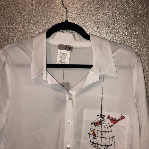 Zoe by Michael Phillips Whimsical Playful Fun White Button Birdcage Top - Picture 3 of 10